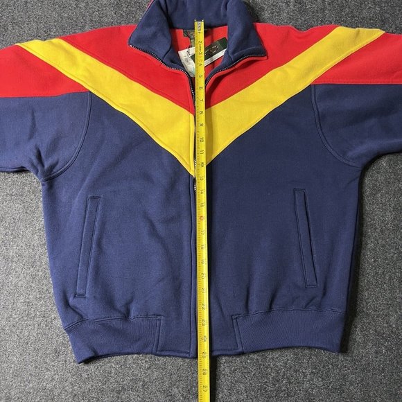 VTG 90s Charter Club Colorblock Zip Sweatshirt Jacket Mens Sm Blue Red Yellow - Picture 5 of 9